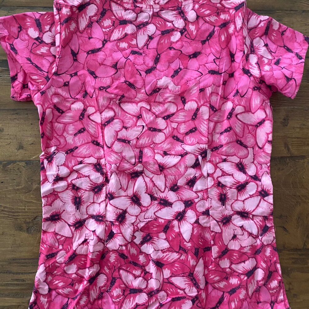 Buttersoft Pink Butterfly Scrub Top - Picture 2 of 3